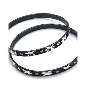 Set of 2 Diamond Cut Black Bangle Bracelets 7.8in